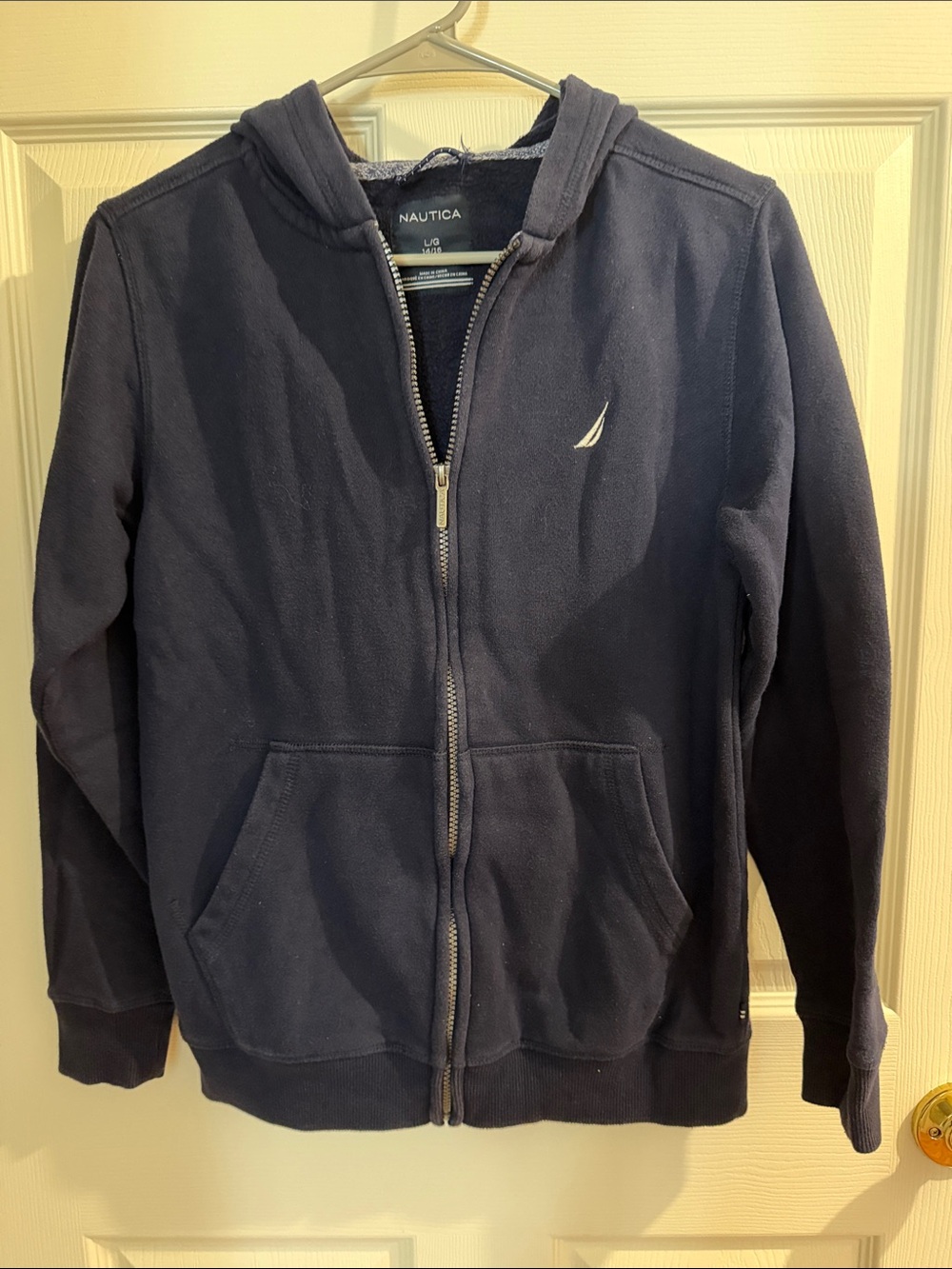 Nautica Boys Navy Full-Zip Hoodie with Sail Emblem